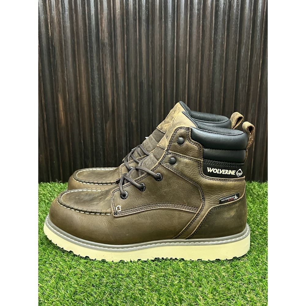Size 10.5 EW - Wolverine TRADE WEDGE 6 IN SOFT TOE WP DARK BROWN W230041